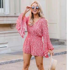 NEW Bell Sleeve Pink Lily Romper